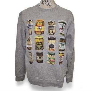 Gray, Pickle Jar Graphic Women's Sweatshirt, Size M